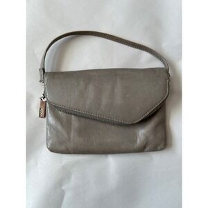 Hobo Gray Leather Daria Small Shoulder‎ Bag Wristlet Wallet Floral Lining